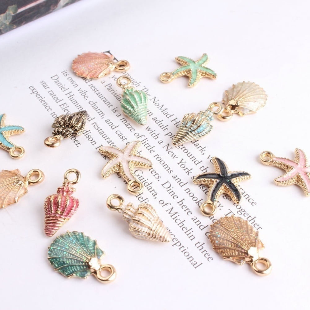 15 Pcs Unisex Jewelry Accessory Shell Conch Starfish Pendant for Necklace Bracelet