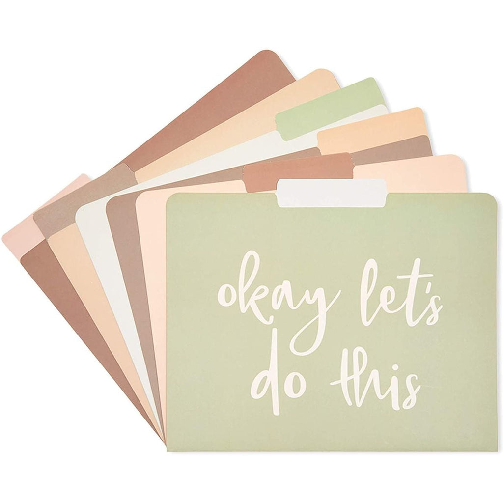 12 Pack Decorative File Folder System, 1/3 Cut Top Tab Pocket Holder Organizer, 6 Motivational Quotes Designs
