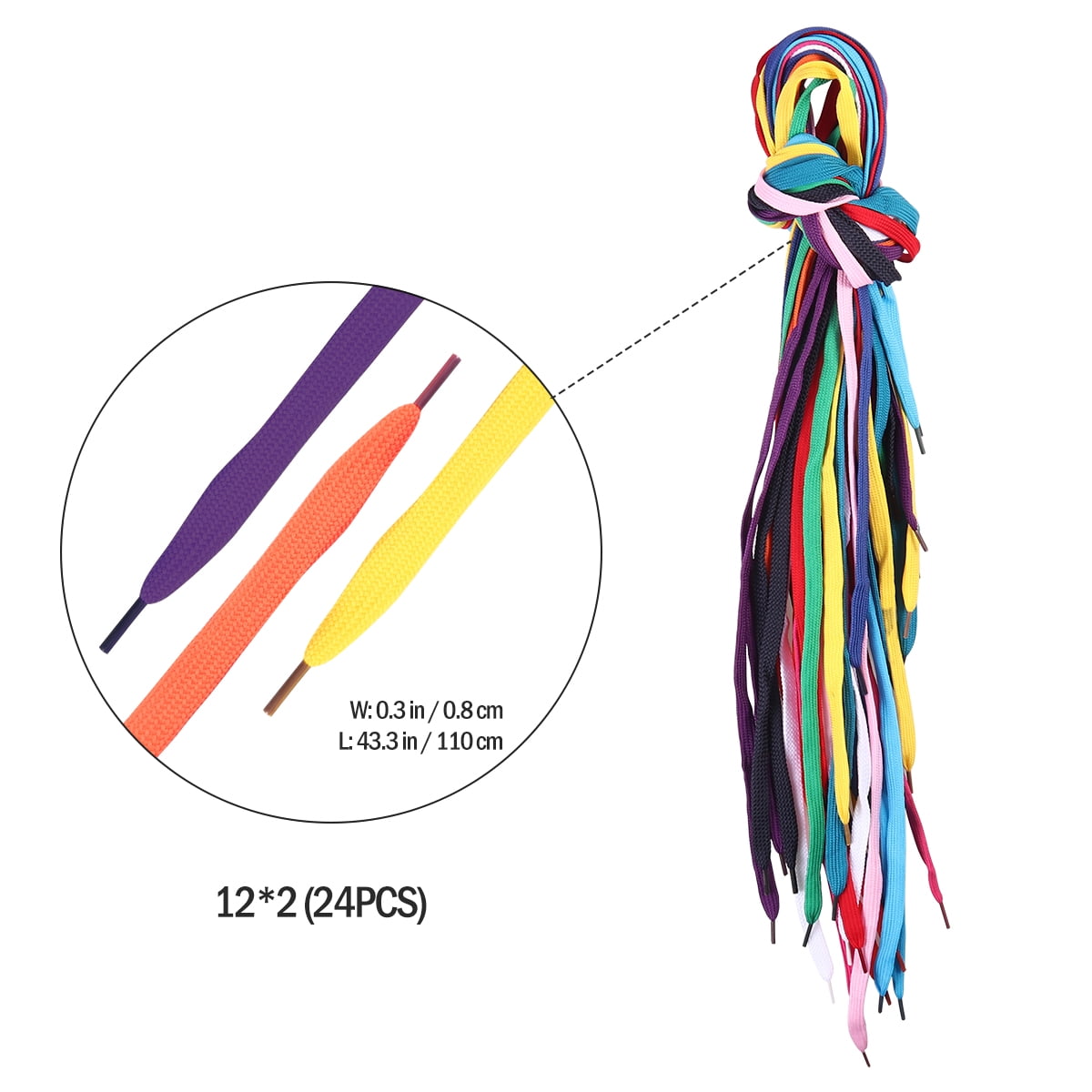 12 Pairs Flat Shoelaces Colored Shoe Laces Shoestrings for Sneakers Skate Shoes Sport Shoes Boots Replacement Shoelaces