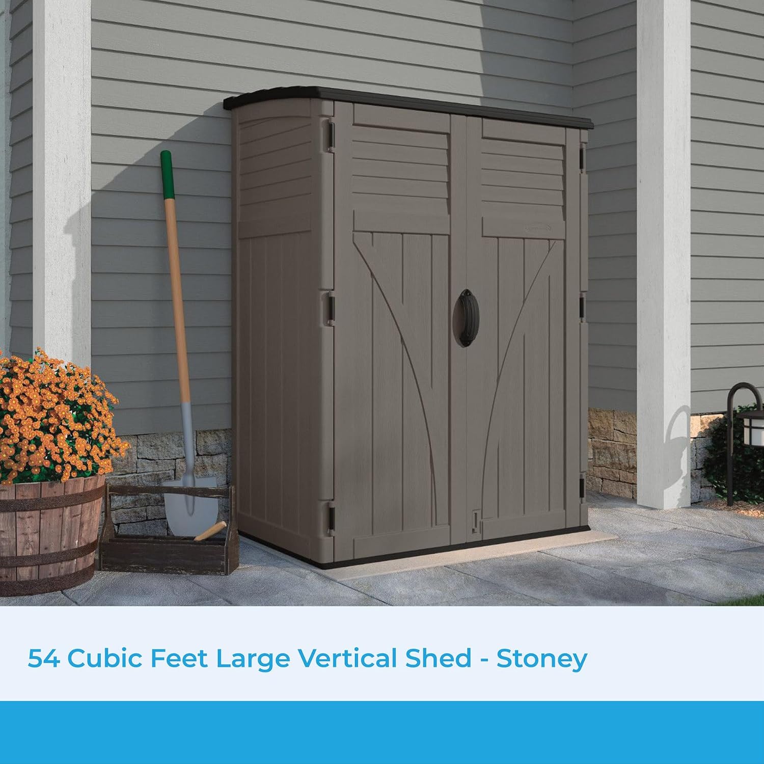 34 Cu. Ft. Horizontal Shed for Outdoor Storage w/Locking System, Stoney/Black