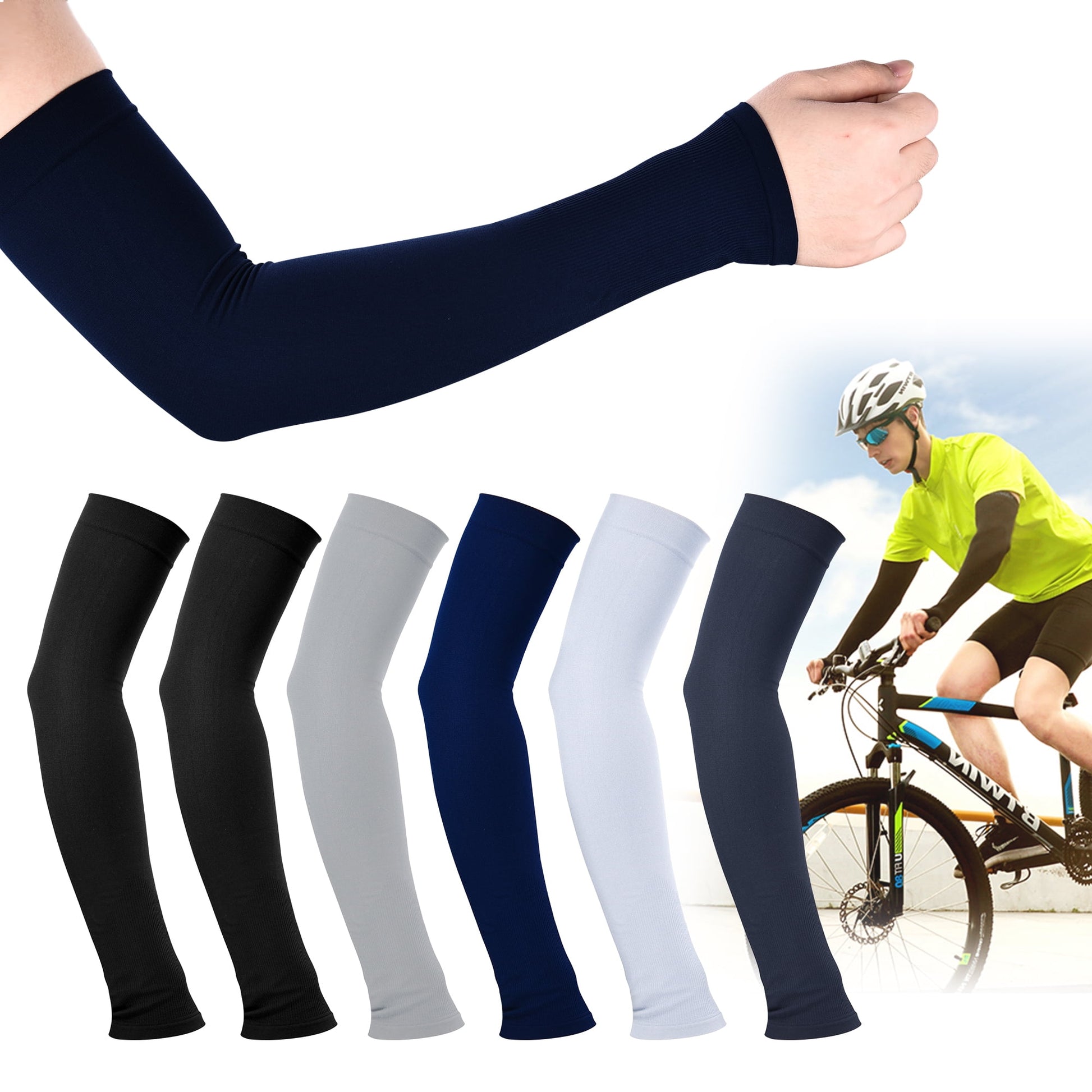 12 Pcs Cooling Arm Sleeves Cover for Women & Men UV Sun Protection, 50 Compression long Sleeves to Cover Arms for Biking, Gardening, Driving, Fishing, Golf, Hiking