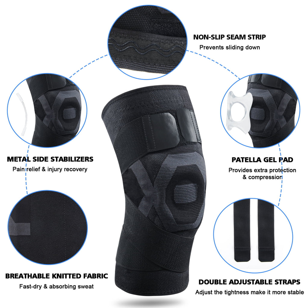2 Pack Knee Brace | Knee Compression Sleeve for Men & Women | Knee Support for Running | Medical Grade Knee Pads for Meniscus Tear,ACL,Arthritis,Joint Pain Relief.,2*Black
