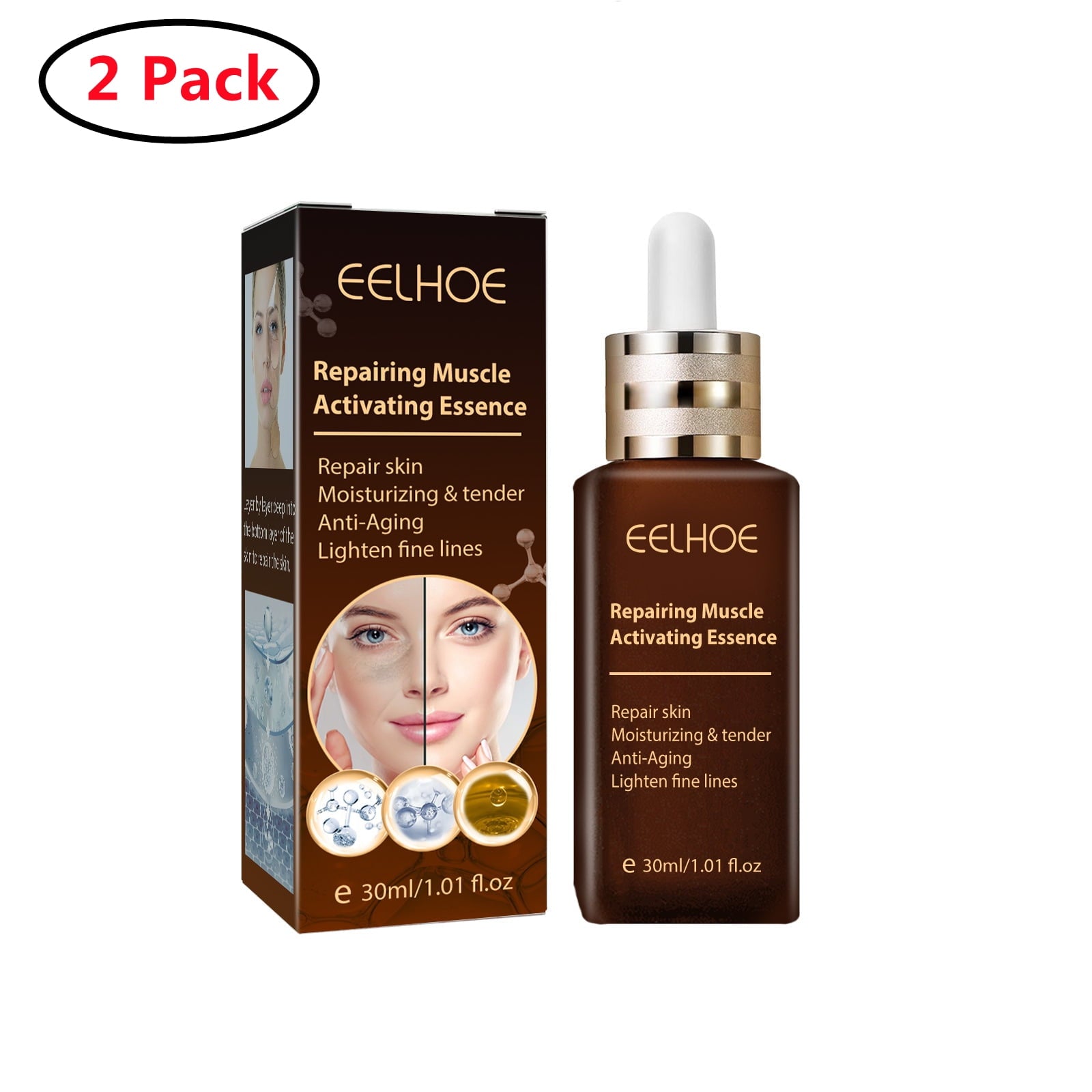 2 Pack Retinol Serum for Face -Anti Aging Serum & Dark Spot Corrector w/ Hyaluronic Acid, Pure Aloe Vera Gel, Vitamin E Oil