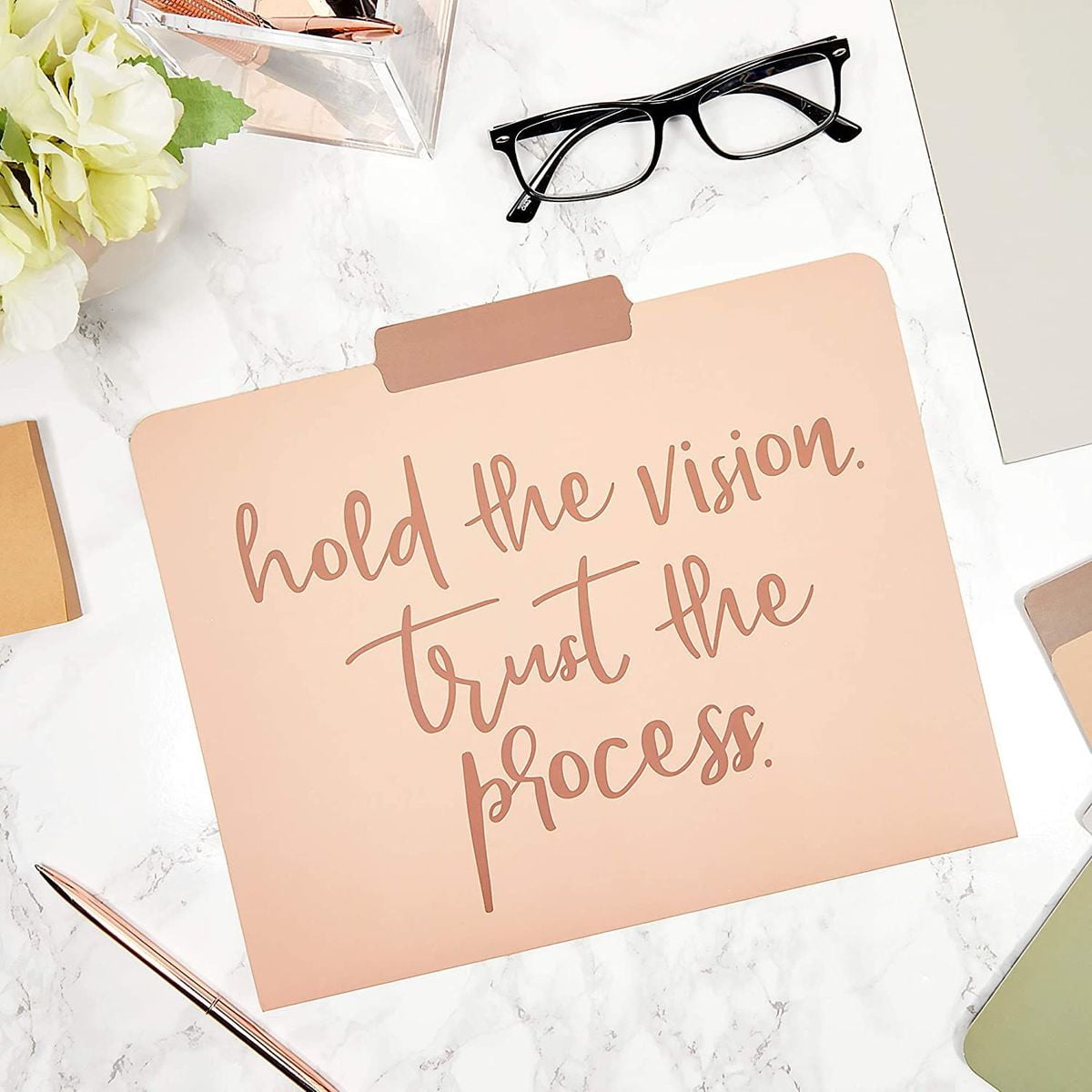 12 Pack Decorative File Folder System, 1/3 Cut Top Tab Pocket Holder Organizer, 6 Motivational Quotes Designs