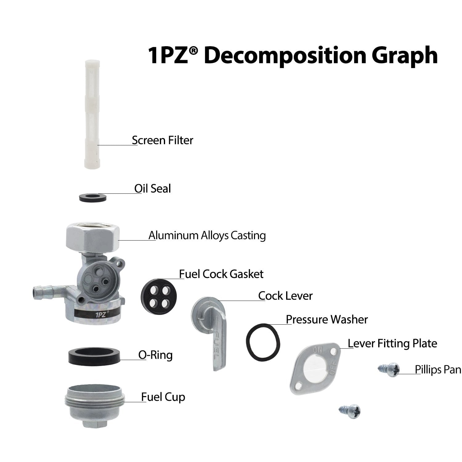 1PZ KW5-P01 Gas Tank Fuel Switch Valve Petcock fit for Generac GP5000 GP5500 GP6000E GP6500 GP6500E GP7000 GP7000E GP7500 GP7500E GP8000E Generator
