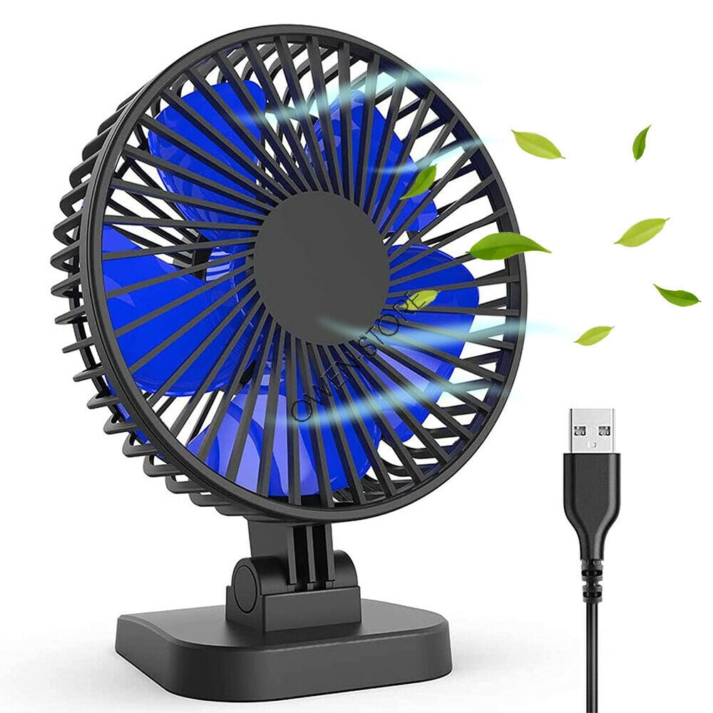 2 Pack 4 inch Mini Desk Fan Strong Airflow 3 Speeds USB Powered Cord Cooling Fan Office