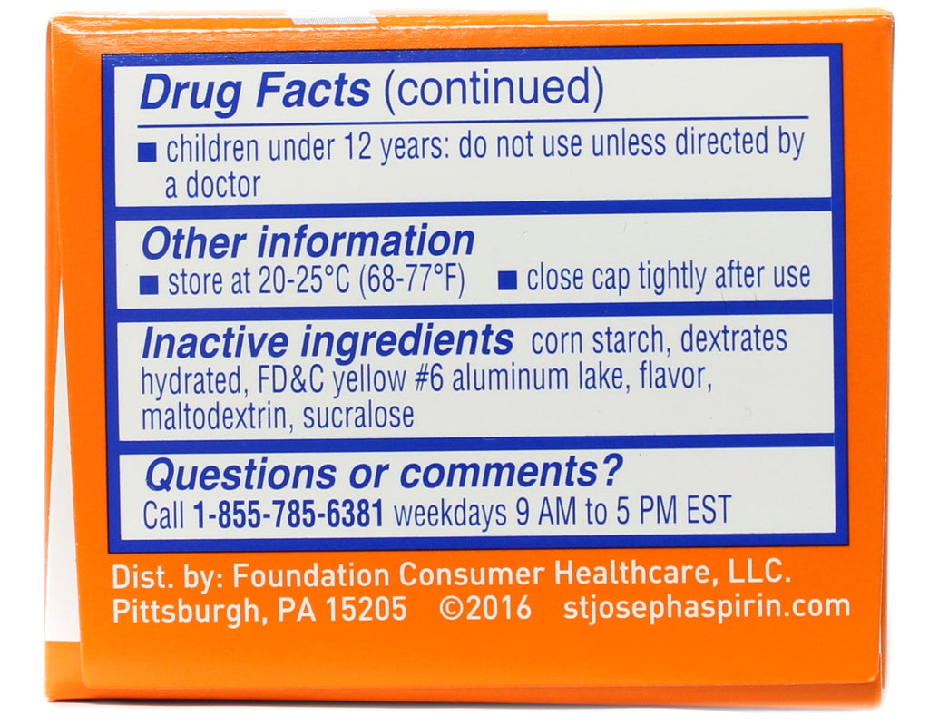 2 Pack St. Joseph Low Dose Aspirin Adult Aspirin Regimen 36 Chewable Tabs Each