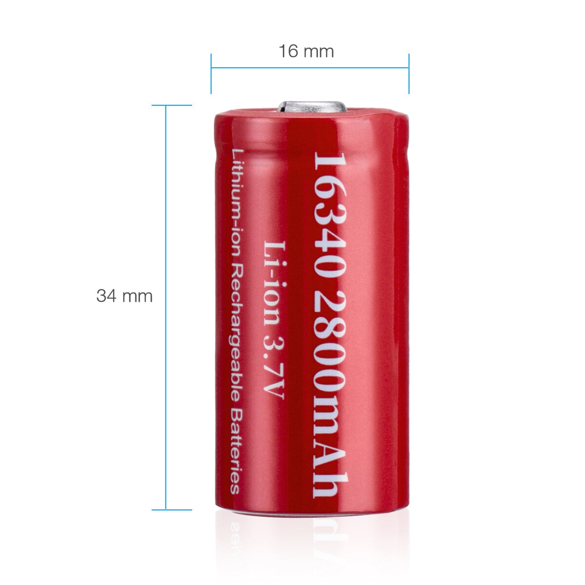16-Pack 3.7V 2800mAh CR123A 16340 Li-Ion Rechargeable Batteries for Flashlight Camera