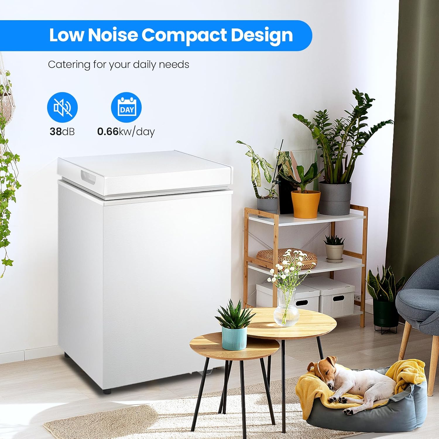 3.5 Cubic Feet Chest Freezer with 2 Removable Baskets Free Standing Top Open Door Compact Freezer with Adjustable Temperature for Home/Kitchen/Office/Bar (3.5 Cubic Feet, White)