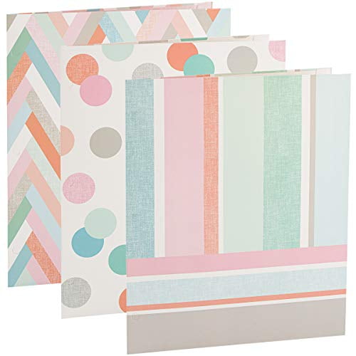 2 Pocket Paper Folder 11.75′ x 9.5′ Unique Print, Striped, Dots, Herringbone, Ideal for School, Office, or Home Organization Purposes, Summer Breeze Collection (3 Pack) by Emraw