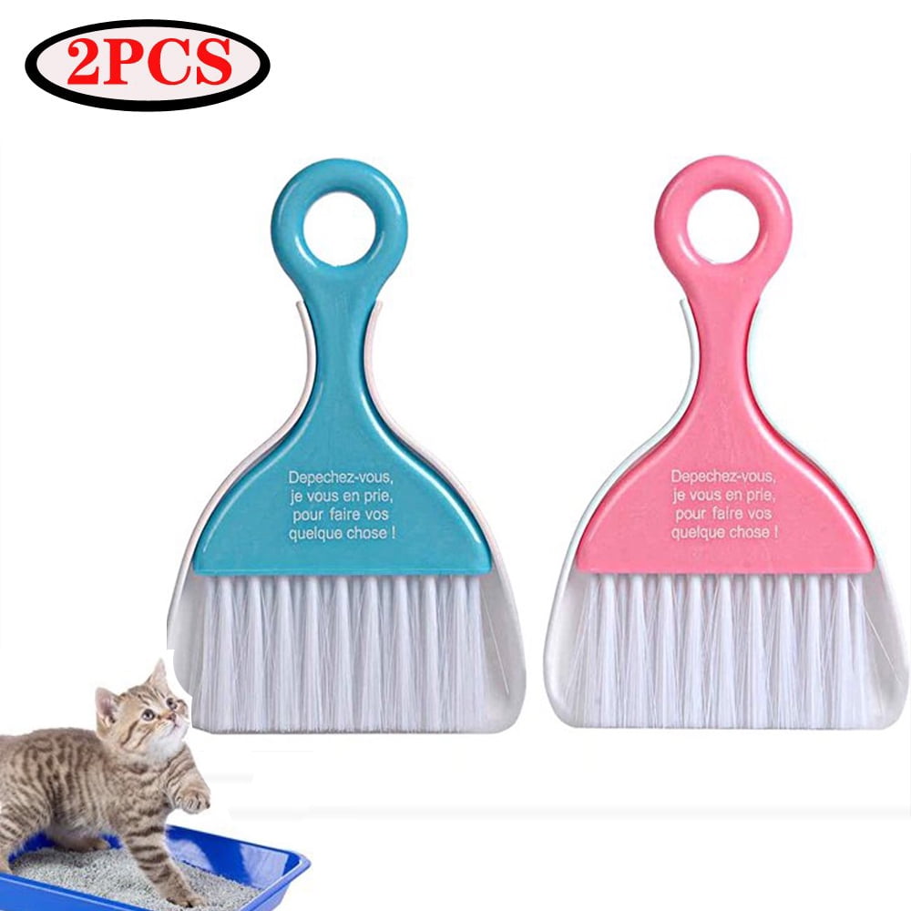 2 Pack Dustpan and Brush Set, Small Broom and Dustpan Cleaning Set, Colour Random