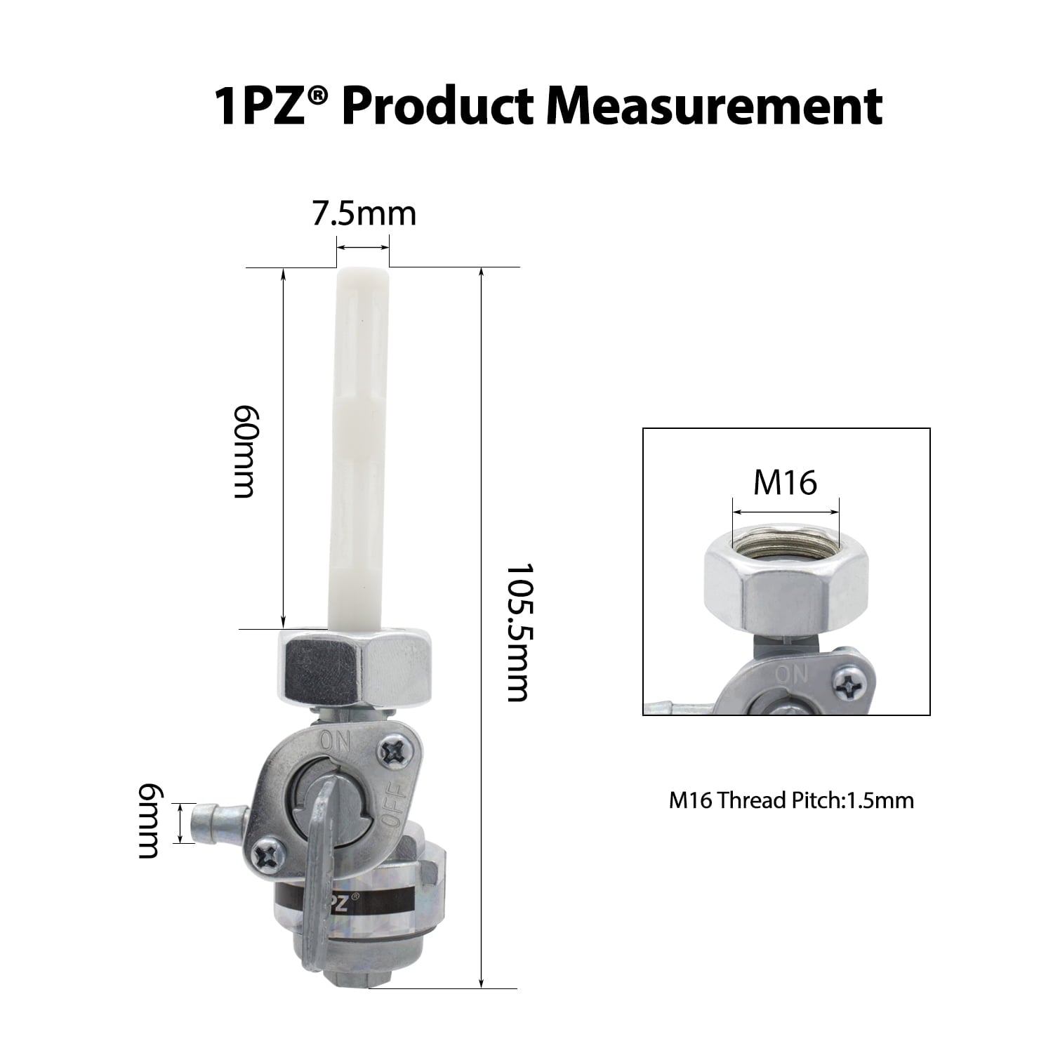 1PZ KW5-P01 Gas Tank Fuel Switch Valve Petcock fit for Generac GP5000 GP5500 GP6000E GP6500 GP6500E GP7000 GP7000E GP7500 GP7500E GP8000E Generator