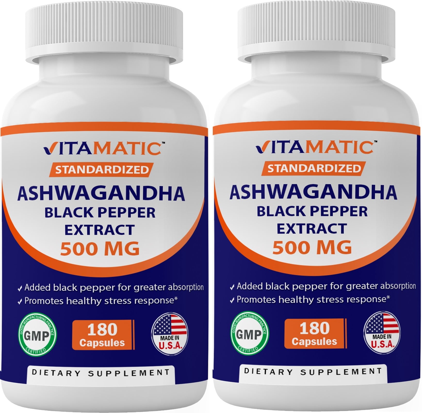 2 Pack Vitamatic Ashwagandha 500 mg 180 Capsules