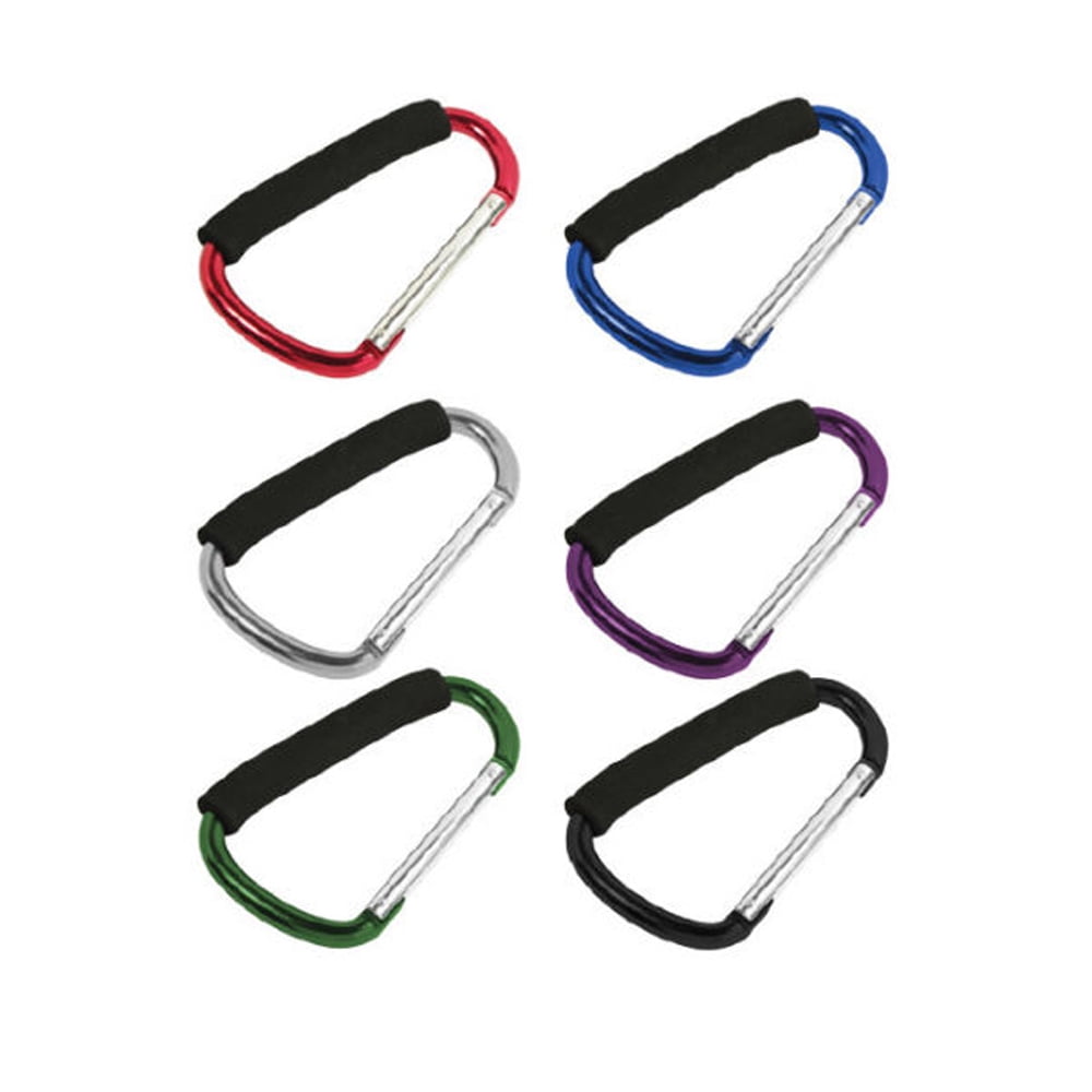 2 Jumbo Aluminum Carabiner Large D Ring Snap Hook Key Chain Cushion Grip 6 1/2′
