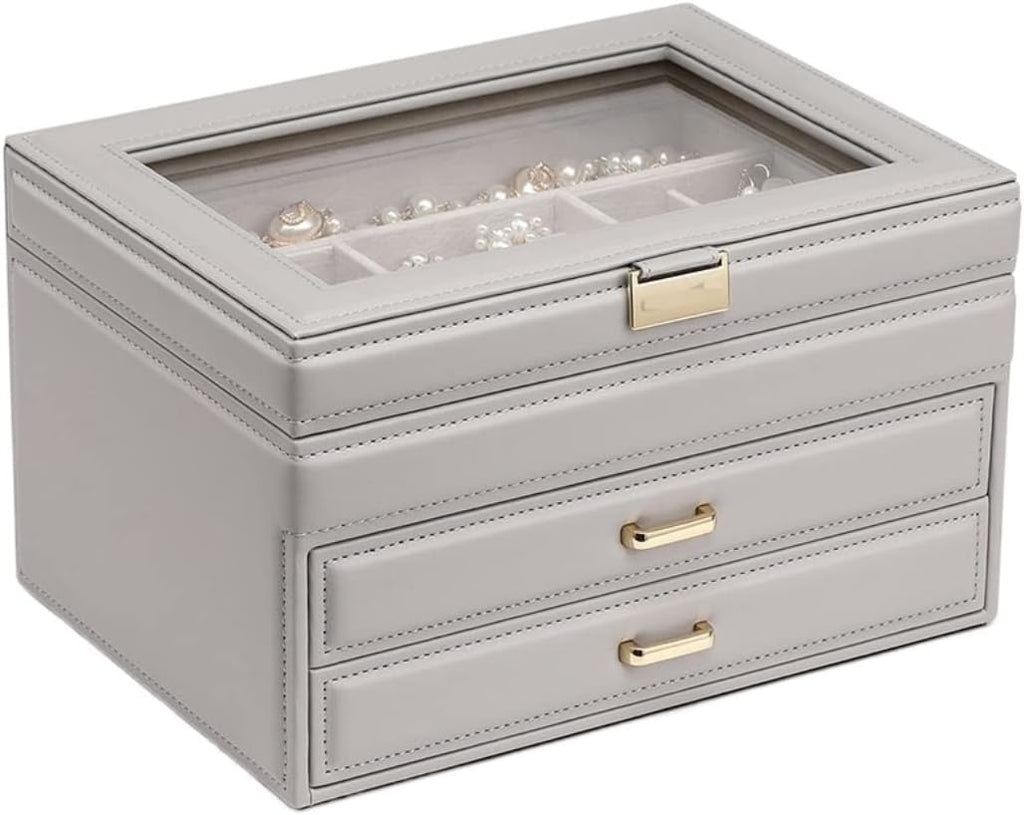 Jewelry Box Jewelry Case PU Leather Jewelry Box Jewelry Storage Box Earring Ear Stud Ring Necklace Organizer Case Jewelry Organizer