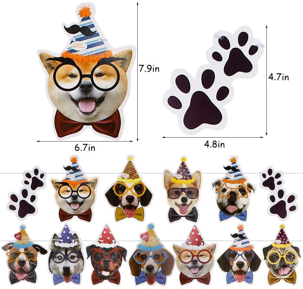 168 Pcs Dog Party Supplies Set Tableware Kit, Dog Birthday Banner Cupcake Toppers, Disposable Plates Cups Cutlery Napkins Balloons for Paw Puppy Kids Birthday