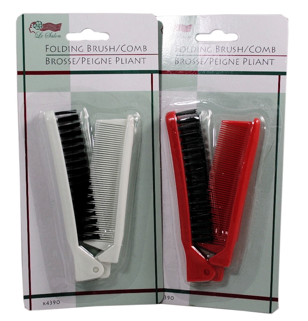2  Folding Hair Compact Travel Brush Comb Pocket Size Car Purse Bag Men Women