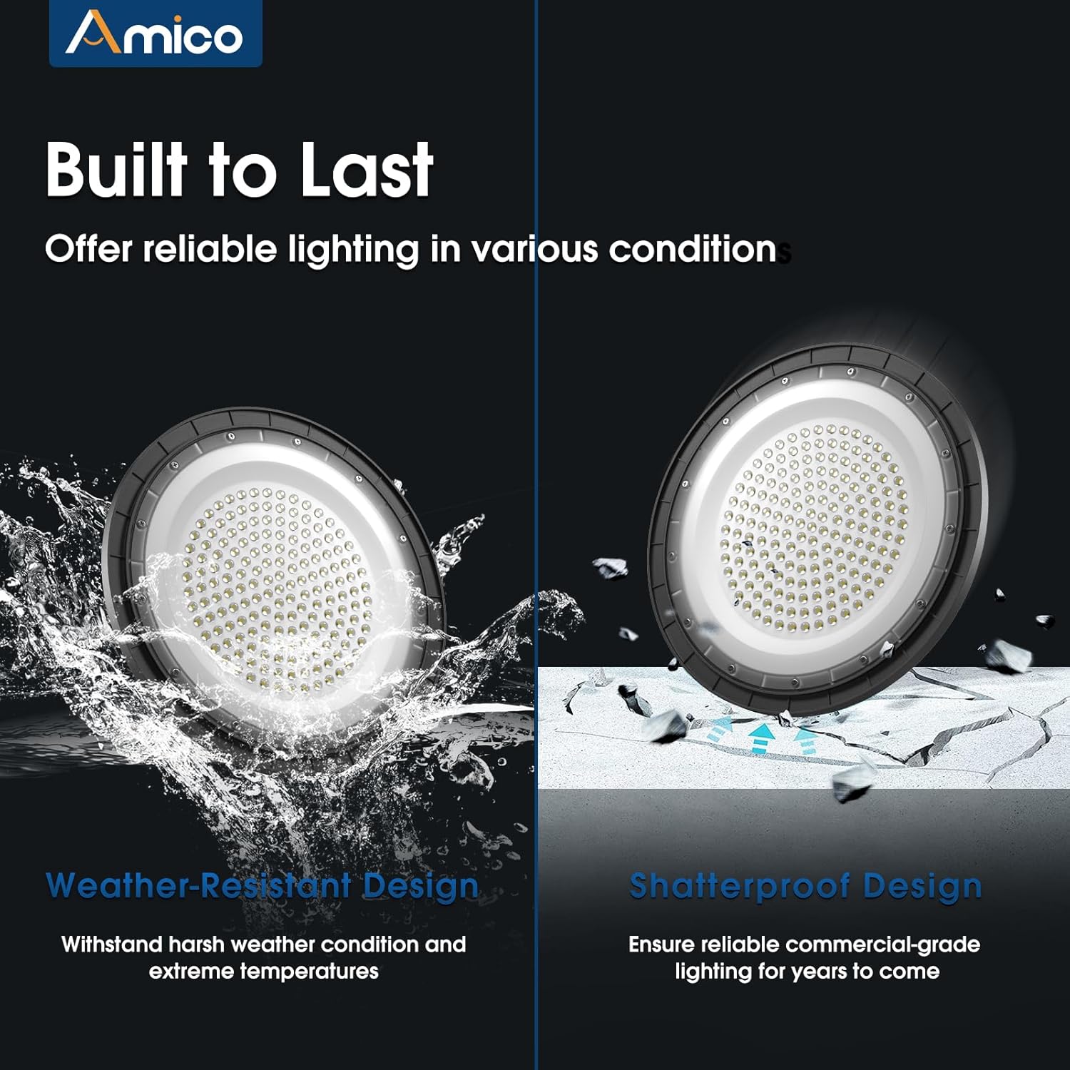 200-watt, 10 sets of UFO lamps, LED ceiling lights, 28,000 lumens, 5000K LED ceiling lights, 5-foot cable, can replace 650-watt metal halide/hot mercury lamps, suitable for gyms, factories, barns and warehouses.