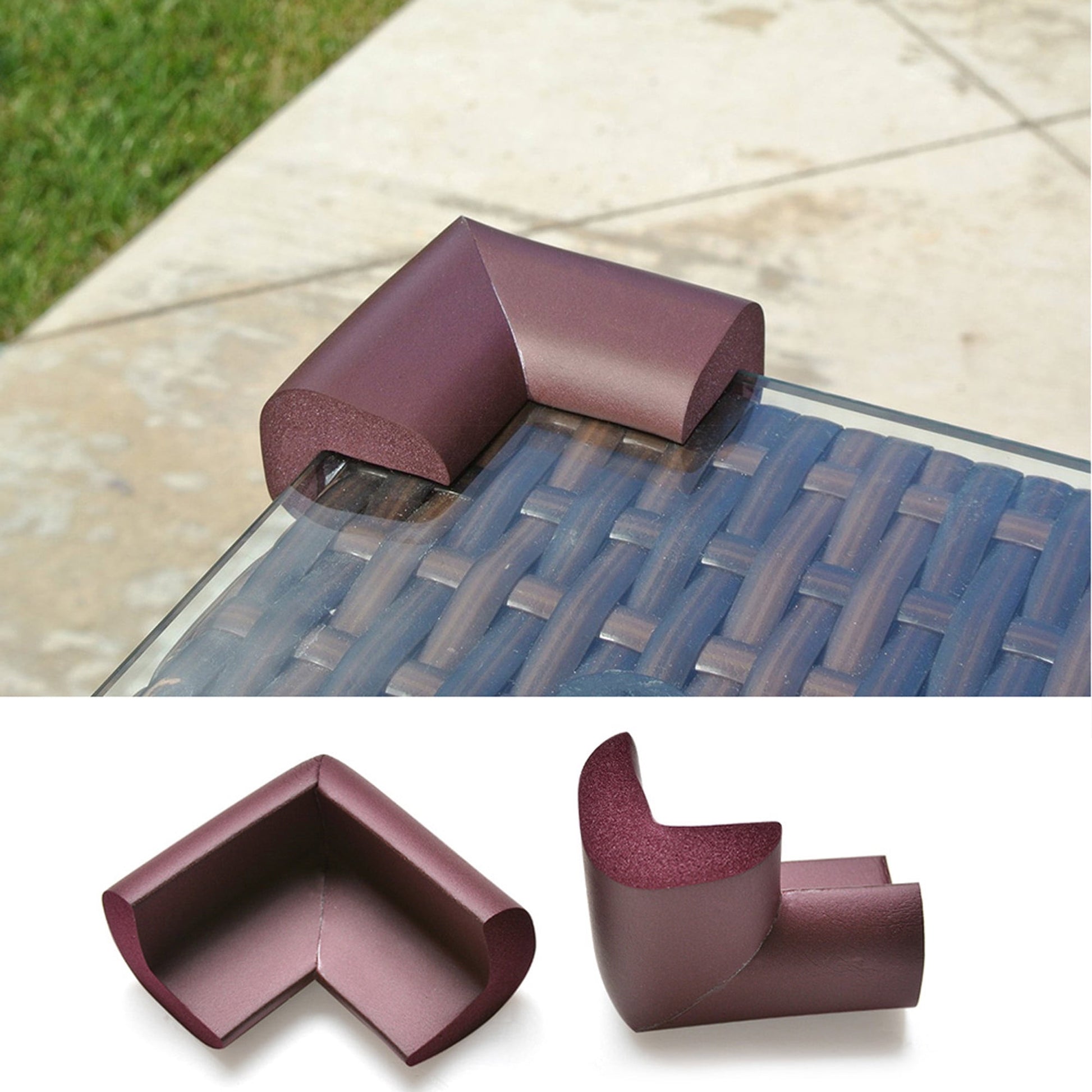 12Pc Baby Proofing Corner Guards Edge Protectors Soft Caring Baby Corners Foam Rubber Table Furniture Bumper Child Safety Safe Corner Cushion Brown