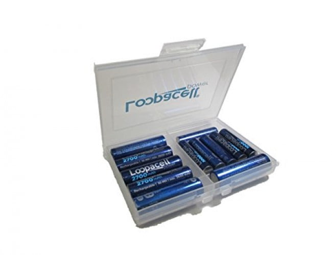 12 Loopacell AAA Rechargeable 1000mAh NiMH Batteries With Battery Holder