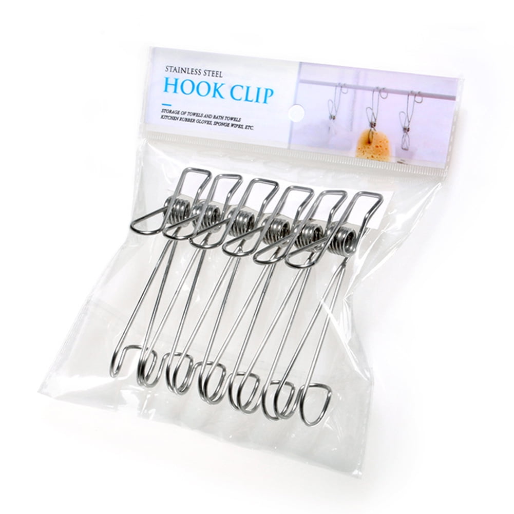12pcs Stainless Steel Ordinary Note Pad Hook Clip Student Stationery Supplies Hanger Balcony Quilt Laundry Windproof Hanging Clamp Towel Holder