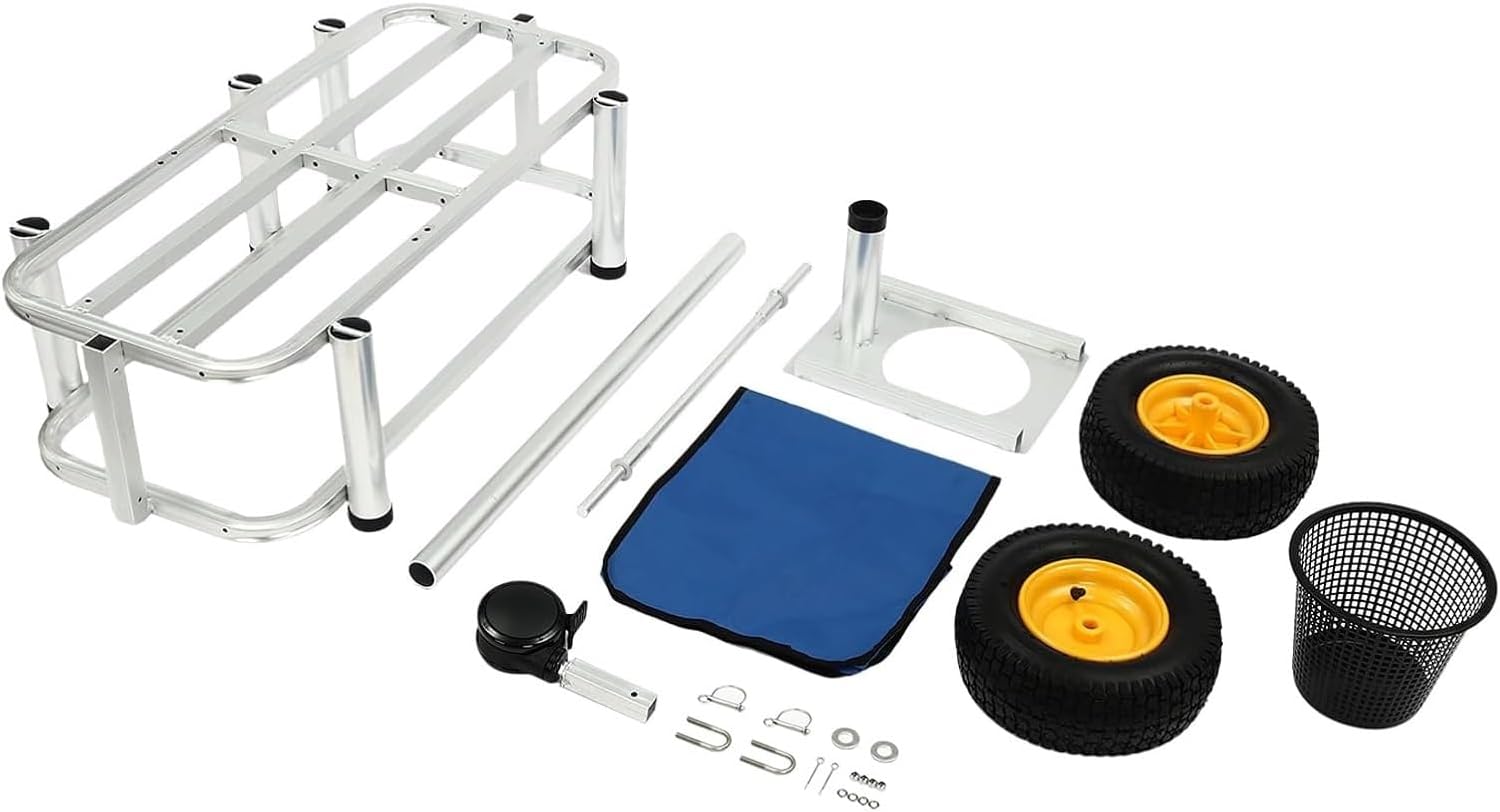 Fishing Cart, Pneumatic Tires, Beach Trailer with Large Cargo Basket, 176lbs Load Capacity, 35.4 * 15.7 * 9.8in Beach Cart Wagon，for Picnic