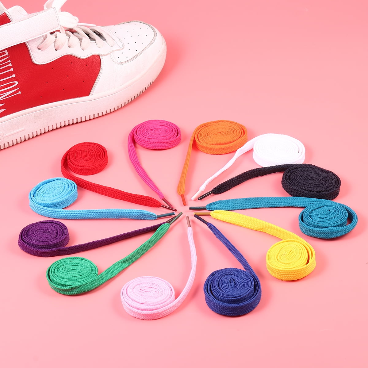 12 Pairs Flat Shoelaces Colored Shoe Laces Shoestrings for Sneakers Skate Shoes Sport Shoes Boots Replacement Shoelaces