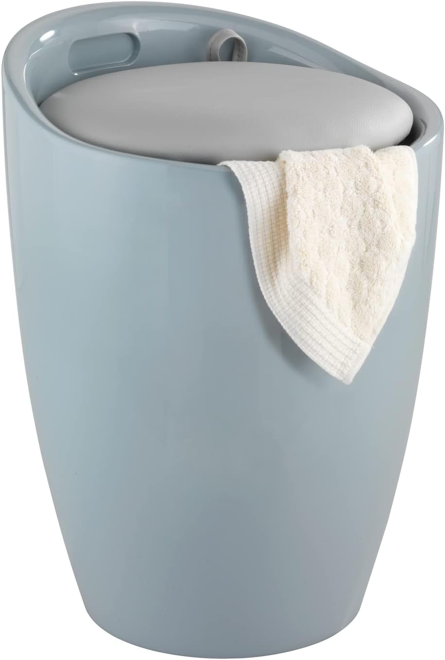 Bathroom stool with laundry basket, storage stool with soft padded seat, white stool for laundry sorting and storage, size 14.2 x 19.9 x 14.2 inches, white, 1-piece set