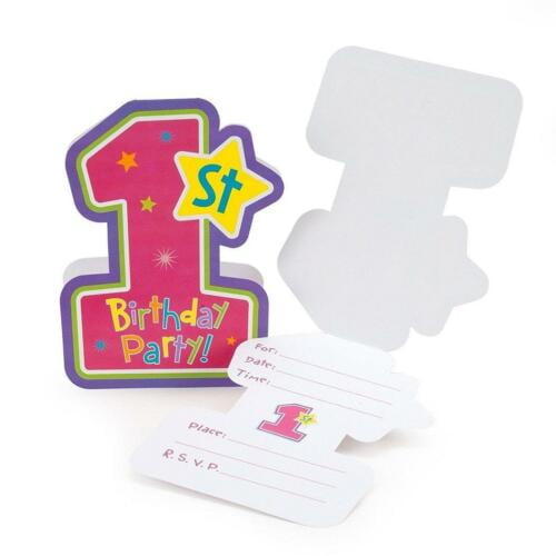 1st Birthday Girl Invitations w/ Env. (8ct)