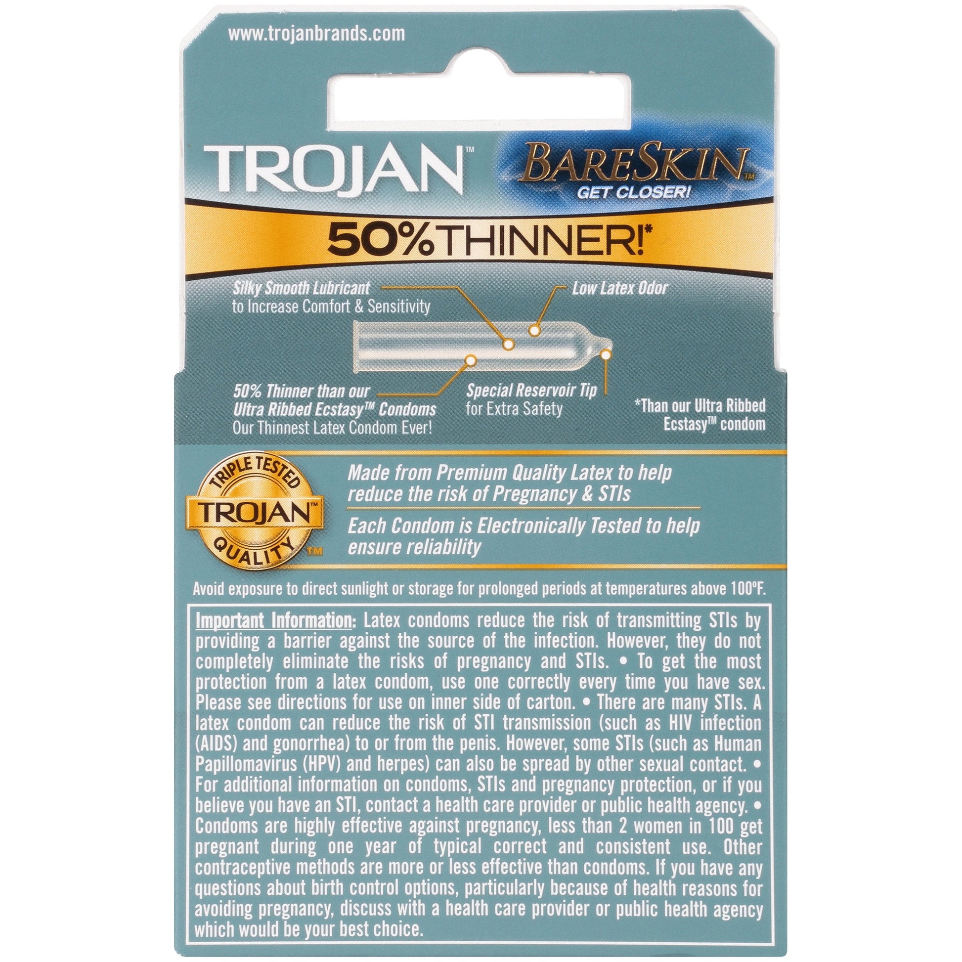 2 Pack Trojan Sensitivity Standard Condoms Bare Skin Lubricated Premium Latex Condoms – 3 Count
