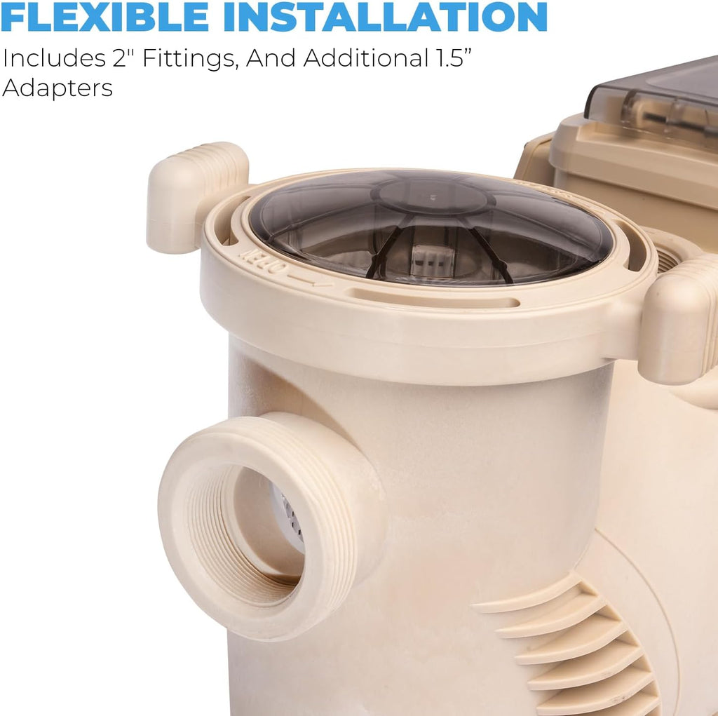 1.5HP Variable 2-Speed Swimming Pool Pump High Flow Above-Ground Swimming Pump Strainer w/ Slip on Fitting