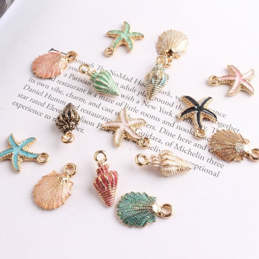 15 Pcs Unisex Jewelry Accessory Shell Conch Starfish Pendant for Necklace Bracelet
