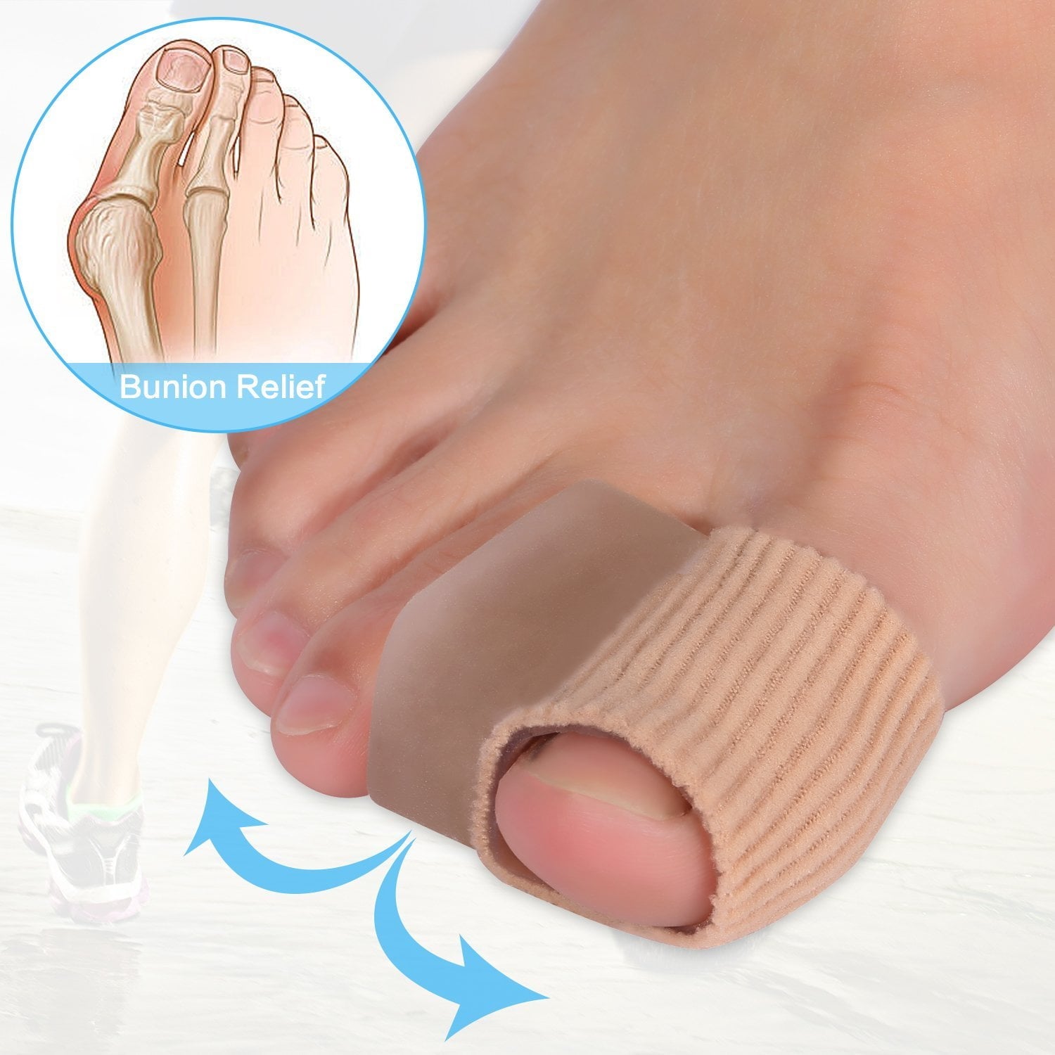 2 Pairs Hammer Toe Straightener Protector Sleeve Tube with Big Toe Gel Spacers for Bunion, Hallux Valgus, Toe Alignment, Overlap Toes in Shoes, Sleeve Tube,Hammer Toe Straightener Protector