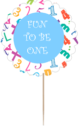 12pack Fun to Be One 1st Birthday Cupcake Decoration Toppers / Picks -Blue