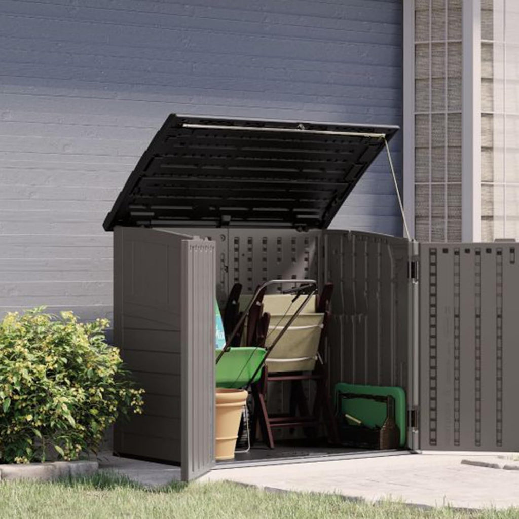 34 Cu. Ft. Horizontal Shed for Outdoor Storage w/Locking System, Stoney/Black