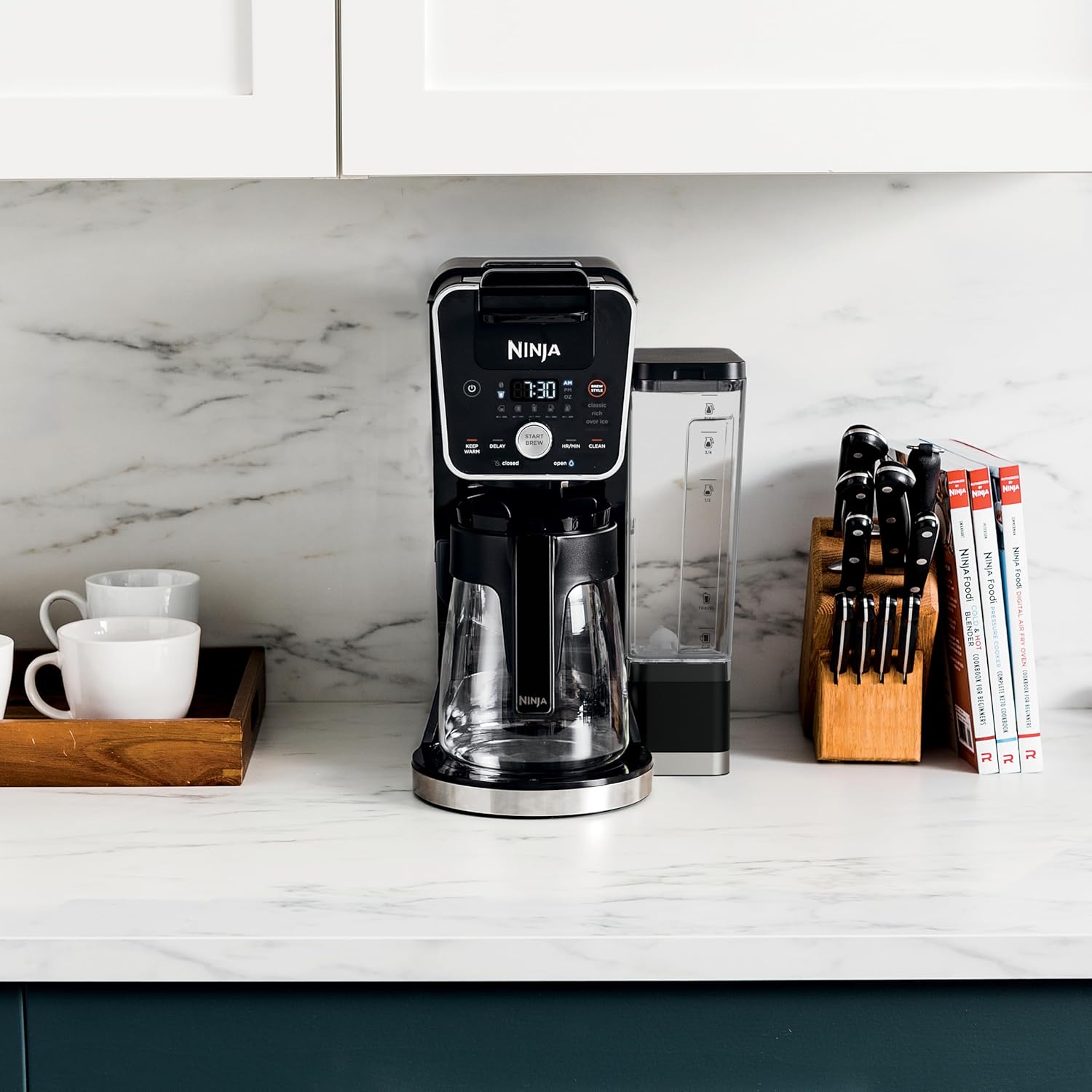 Coffee Machine | Dual Brewing Single-Port System | 4 Brewing Modes | Keep-Warm Function and Built-in Foaming Device | 14 Glass Filters and Removable 70-Ounce Water Tank | Black