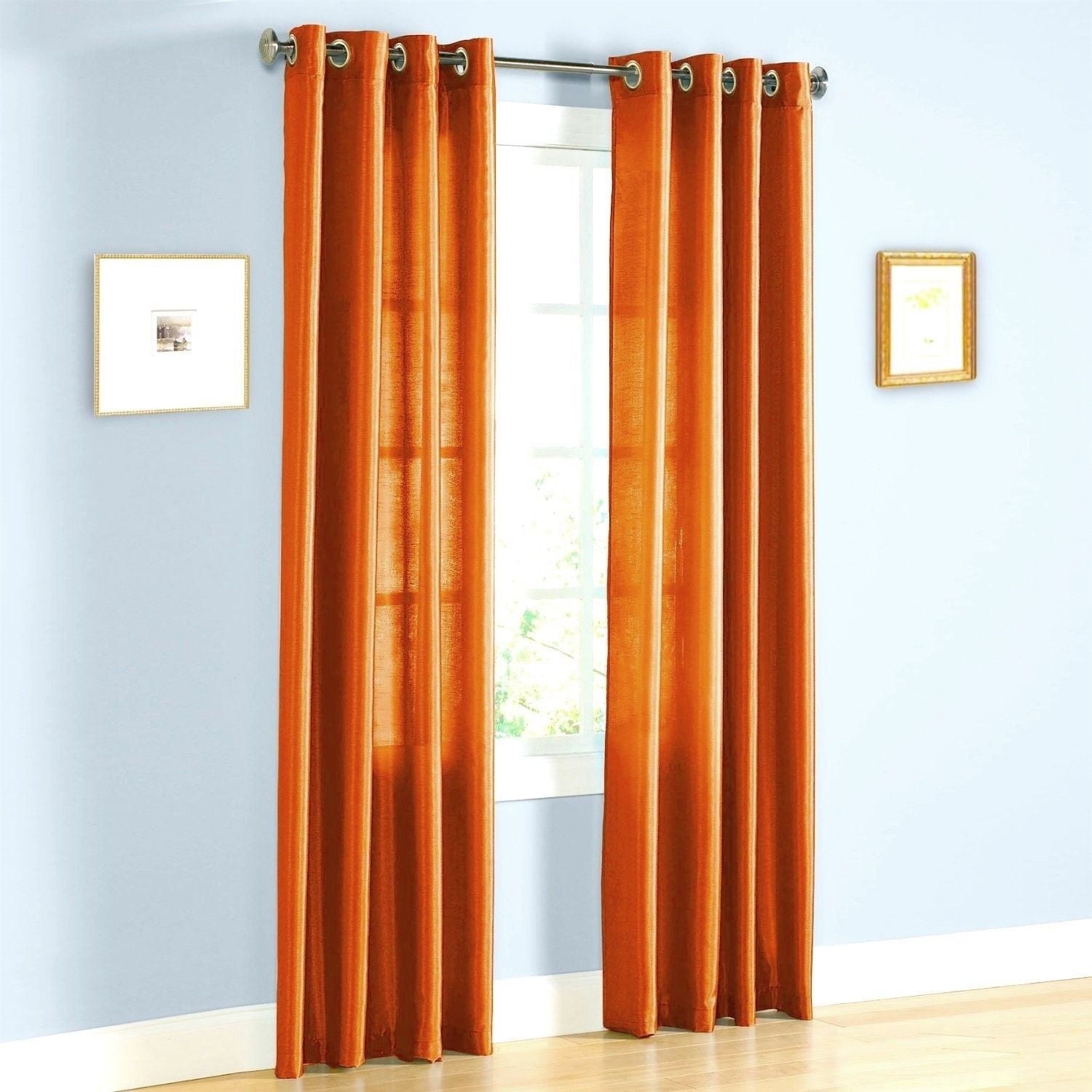 1PC NANCY ORANGE SEMI SHEER PANEL GROMMET TOP SHEER CURTAIN WINDOW DRAPE DÉCOR HOMME SIZE 55′ WIDE X 84′ LENGTH