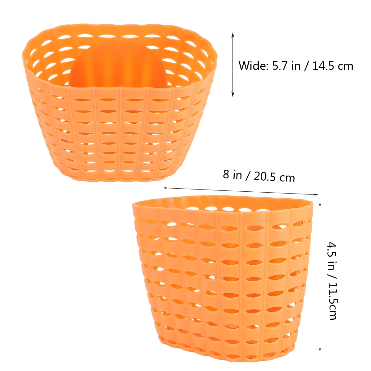 1Pc Children Bike Basket Detachable Plastic Bike Storage Basket for Kids Bike Without Stickers (Orange)