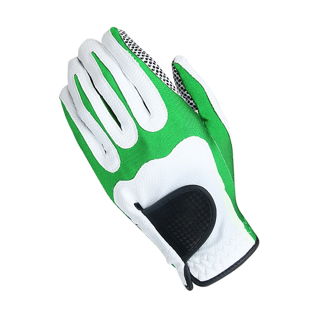 1pc Golf Glove Men Anti-slip Golf Glove Microfiber Elastic Sport Mitten, Left, White Green, ML