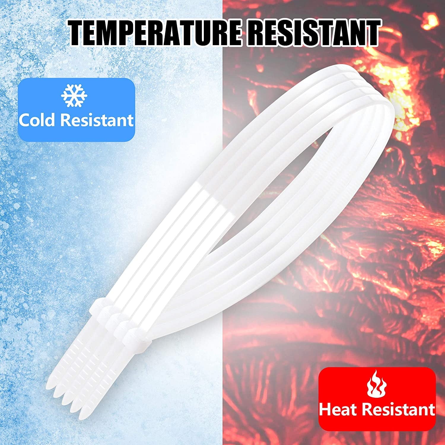 12 Inch Zip Cable Ties (250 Pack), 50lbs Tensile Strength – Heavy Duty White, Self-Locking Premium Nylon Cable Wire Ties for Indoor and Outdoor By Bolt Dropper