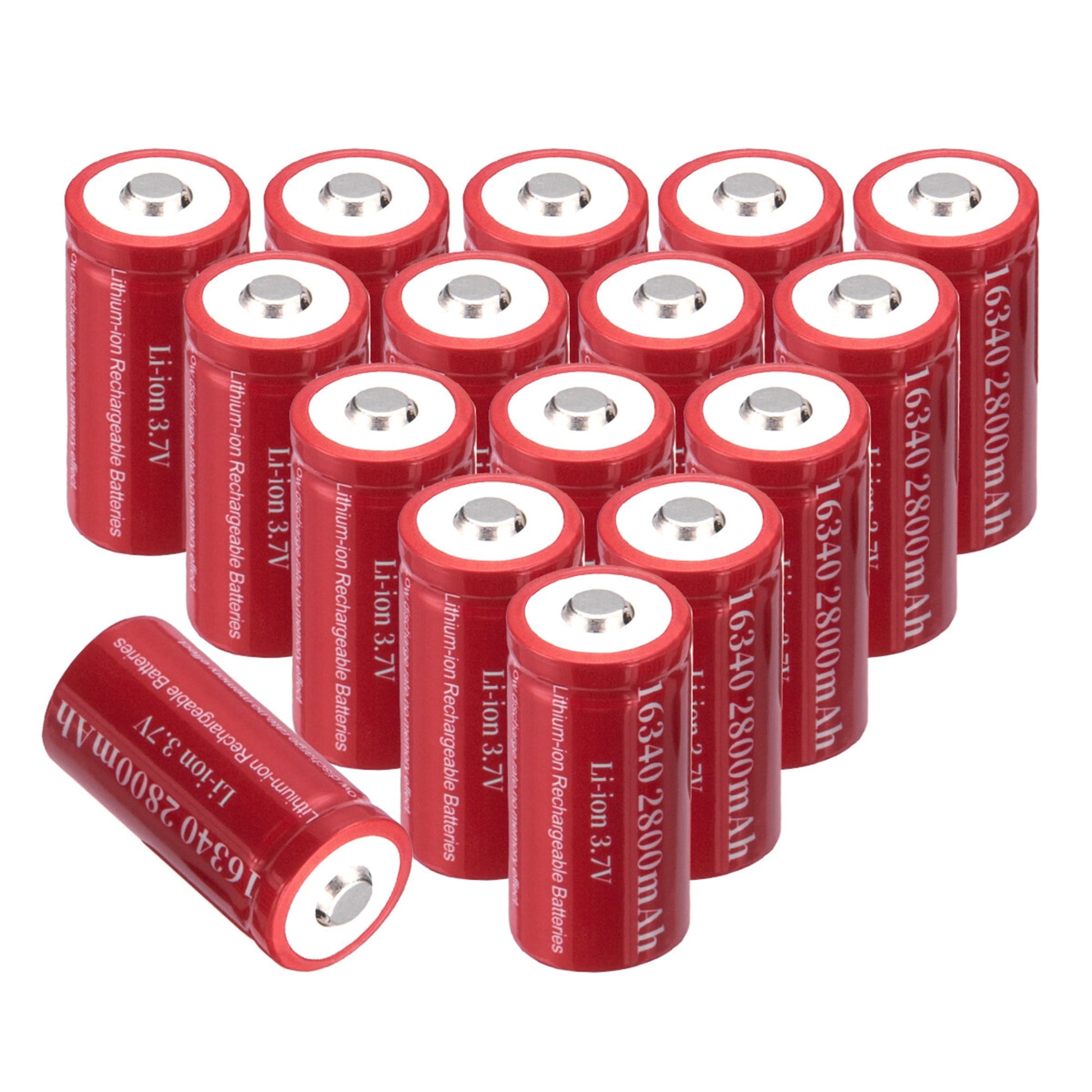 16-Pack 3.7V 2800mAh CR123A 16340 Li-Ion Rechargeable Batteries for Flashlight Camera