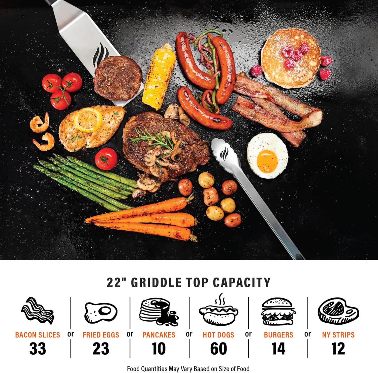 1813 Original 22” Tabletop Griddle with Hood and Stainless Steel Front Plate, Powder Coated Steel, Black