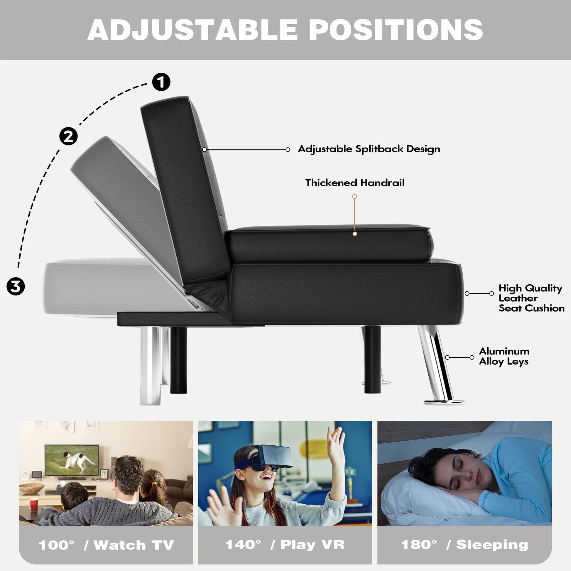 Modern Convertible Folding Futon Sofa Bed