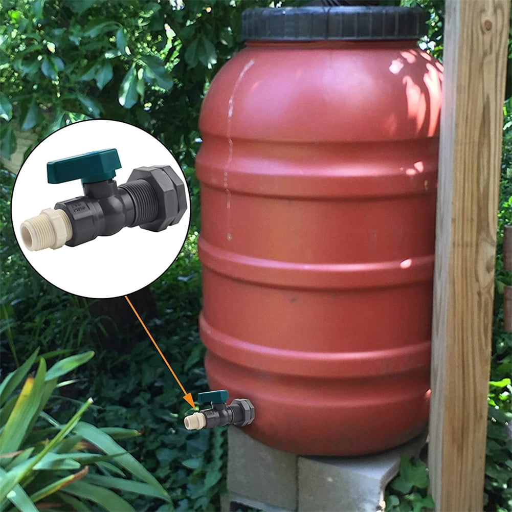 1Set Rain Barrel Diverter Kit Water Barrel Spigot Fittings Ball Valve Garden Faucet