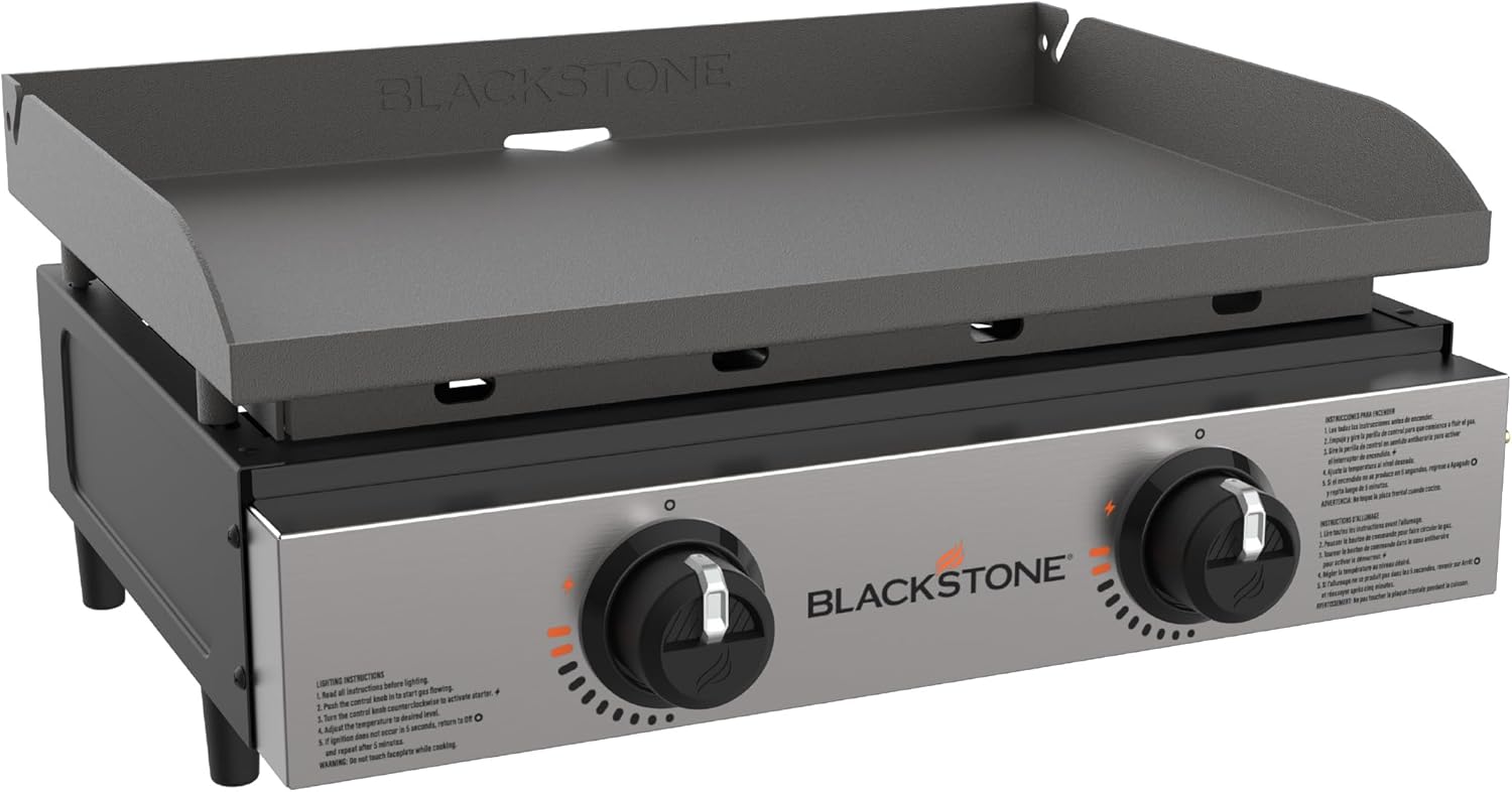 1813 Original 22” Tabletop Griddle with Hood and Stainless Steel Front Plate, Powder Coated Steel, Black