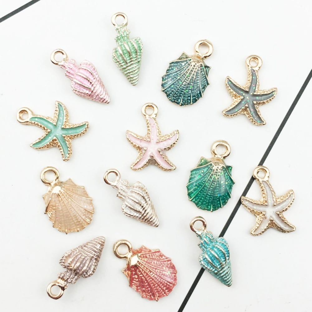 15 Pcs Unisex Jewelry Accessory Shell Conch Starfish Pendant for Necklace Bracelet