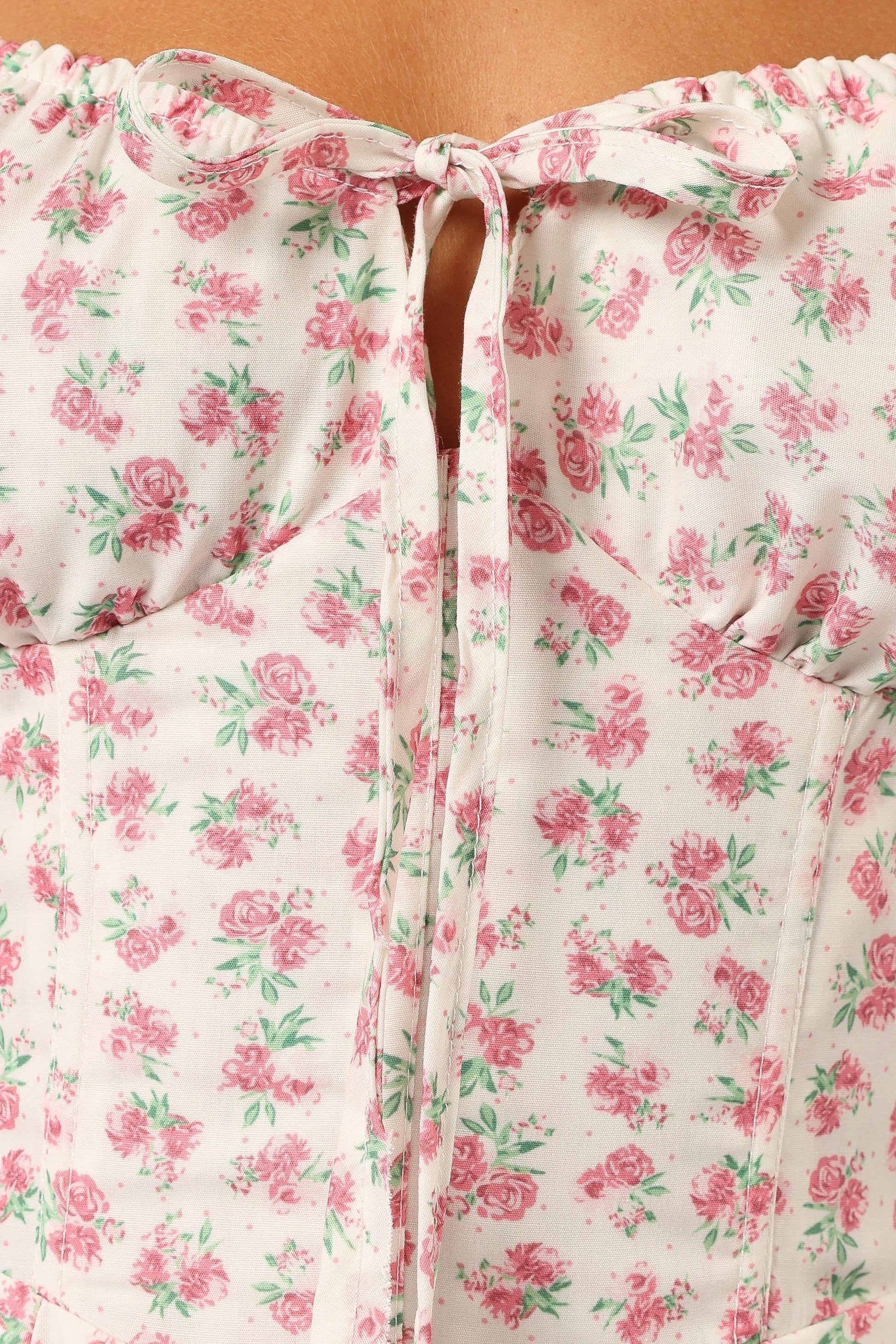 Boned Bodice Lace-Up Midi Dress