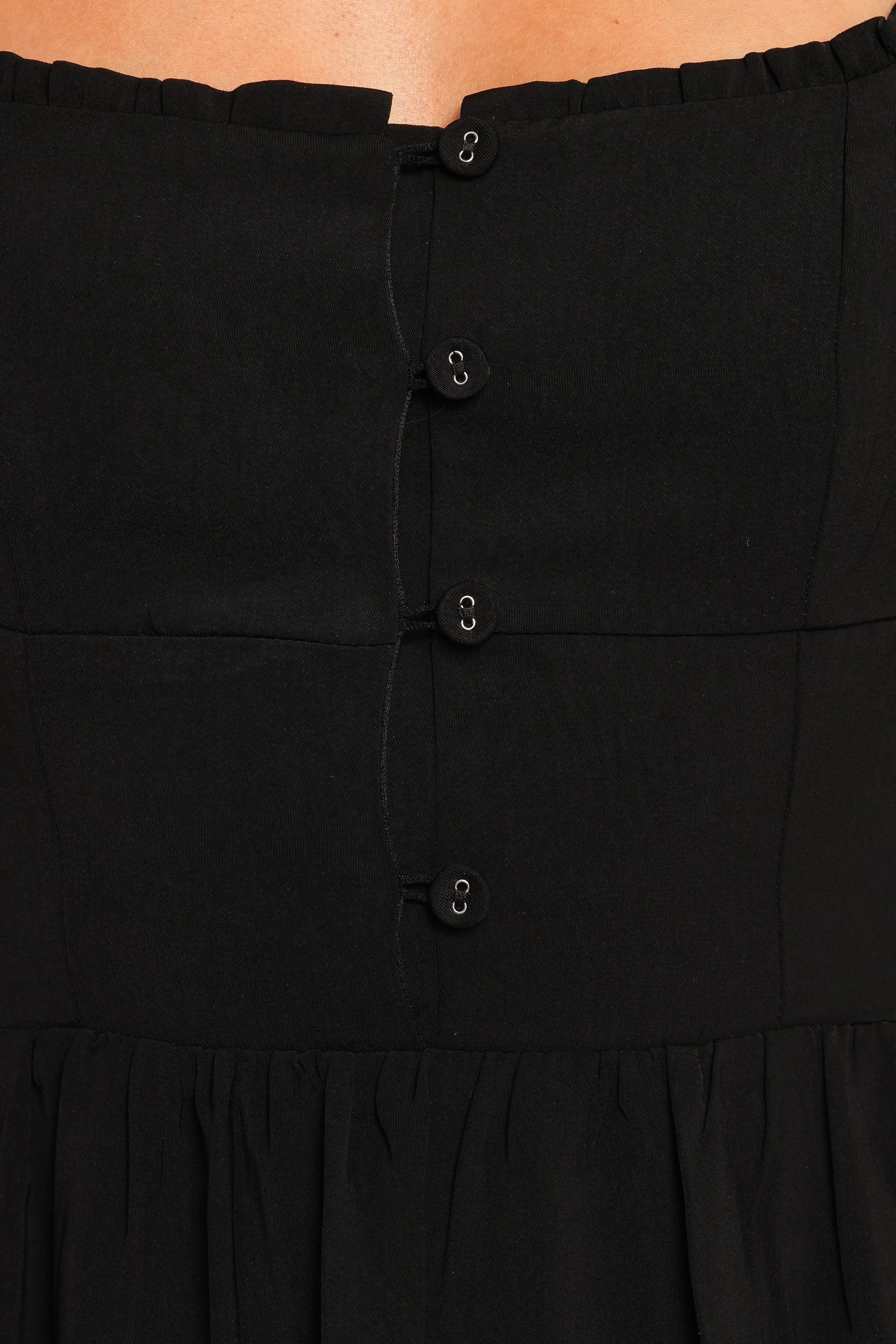 Button-Front Square-Neck Midi Dress