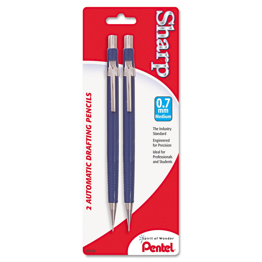 2 packs-Pentel – Sharp Mechanical Drafting Pencil, 0.7 mm, Blue Barrel – 2/Pk