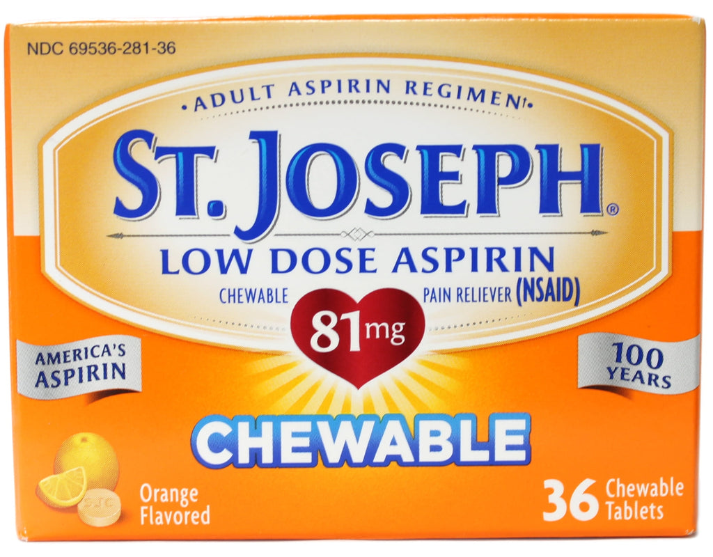 2 Pack St. Joseph Low Dose Aspirin Adult Aspirin Regimen 36 Chewable Tabs Each